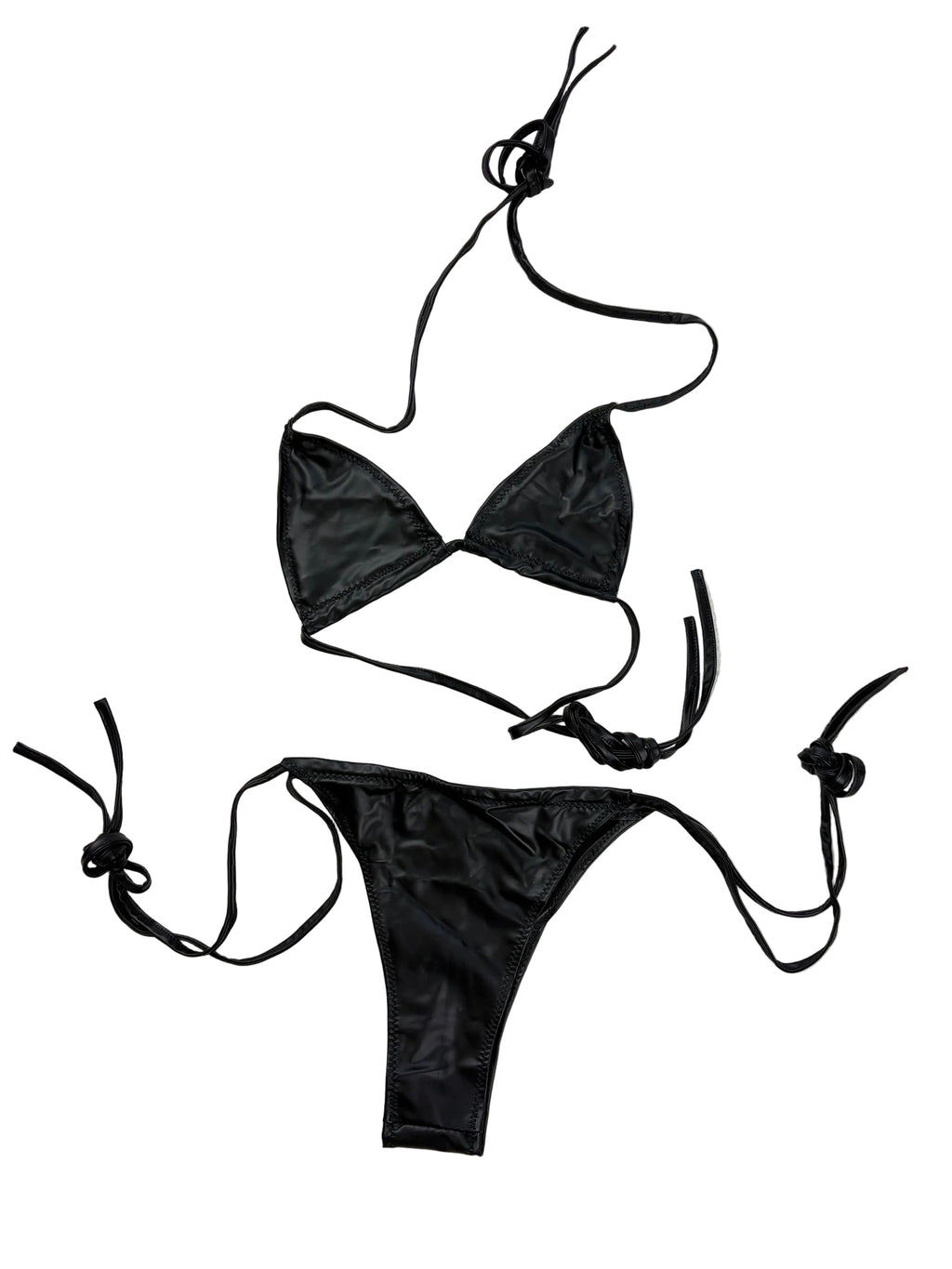 Black faux leather swimsuit