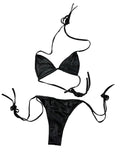 Black faux leather swimsuit