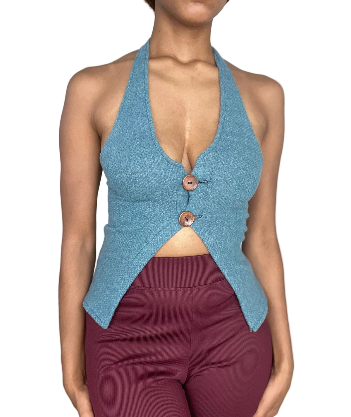 Halter button top