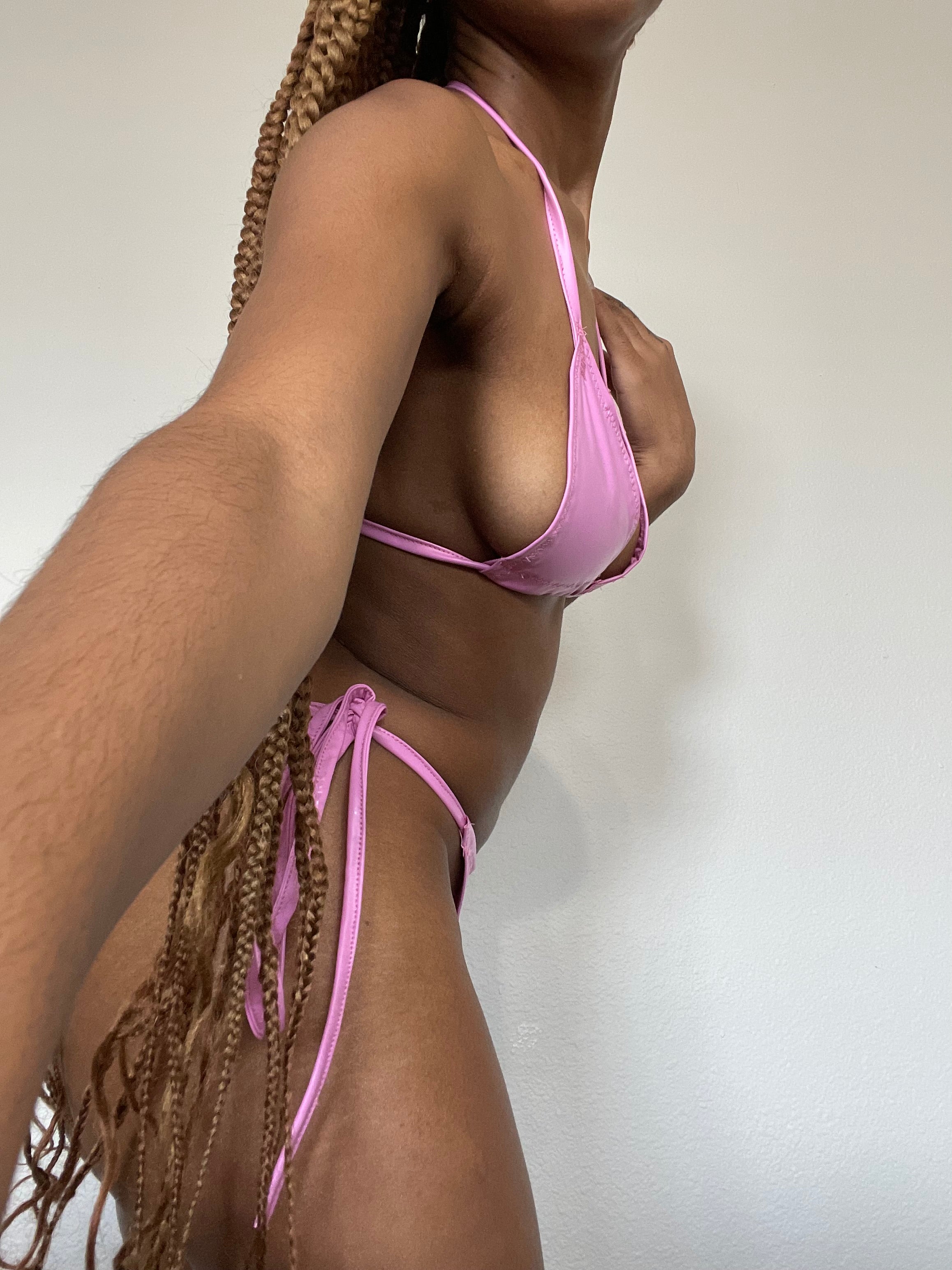 Pink faux leather swimsuit